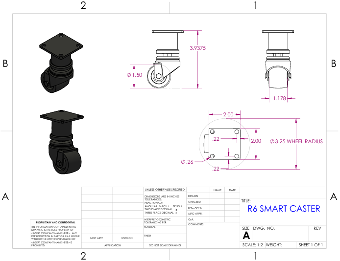 Four T6 Smart Caster (Fully Assembled)